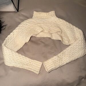Zara Cream Turtleneck Cable Knit Sweater Shrug